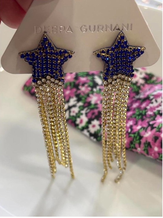 Deepa Gurnani Jewelry - DEEPA GURNANI EVREN EARRING - COBALT STAR